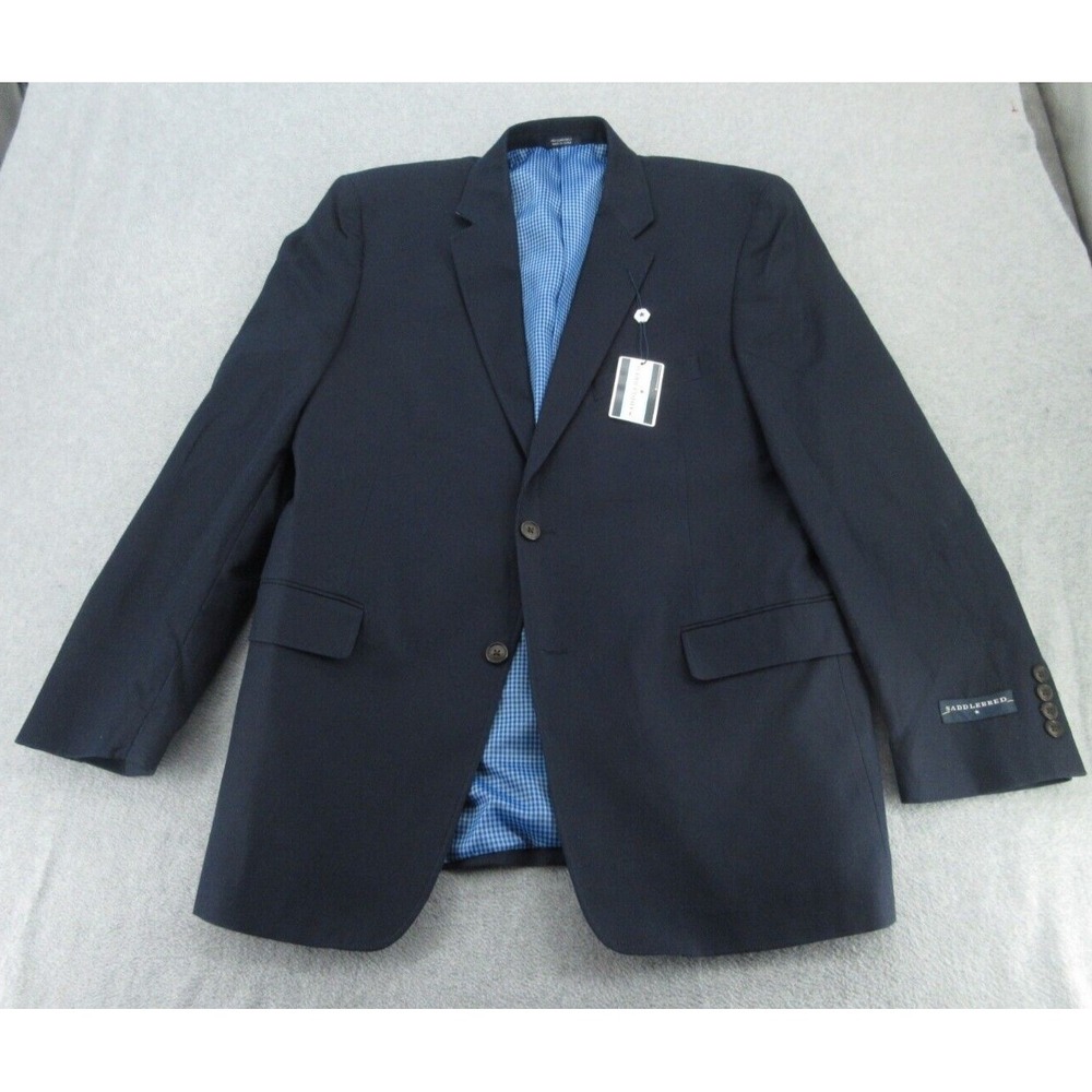 Saddlebred Mens Blazer NWT Regular Fit Navy Blue 100% Cotton 44R